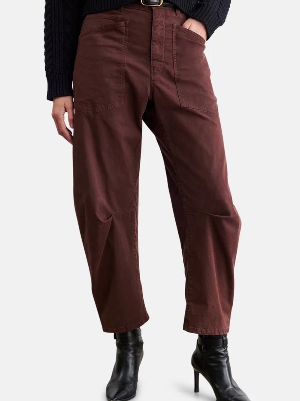 Nili Lotan Brown Cropped Cargo Trousers